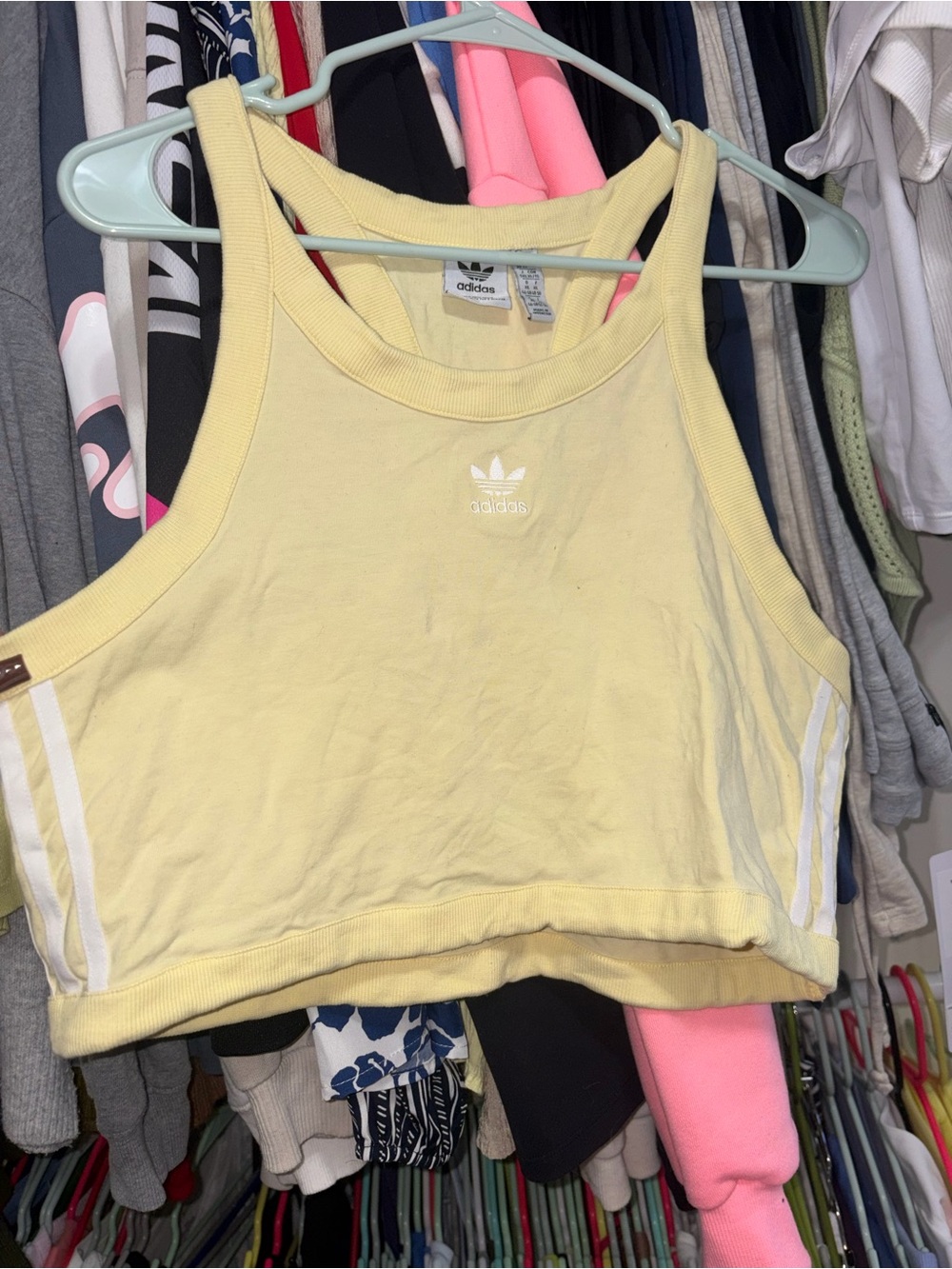 adidas Yellow Cropped Tank Top